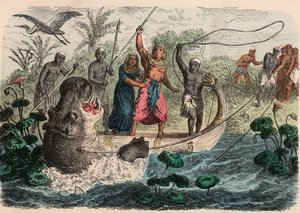 Ancient Egypt: Pharaoh Hunting Hippopotamus, 1866 by Heinrich Leutemann