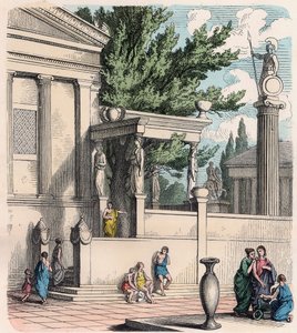 Ancient Greece: The holy olive tree at the castle (Acropolis) in Athens by Heinrich Leutemann