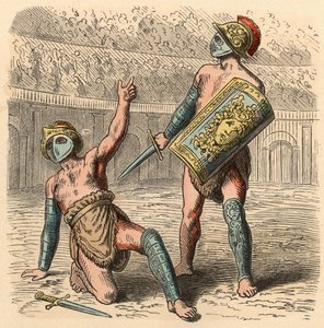 Ancient Rome: Gladiator Fights in Amphitheatre by Heinrich Leutemann