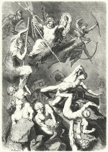 Battle Between the Ancient Greek Gods and the Titans (engraving)