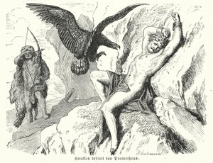 Heracles freeing Prometheus by Heinrich Leutemann
