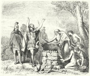 Pausanias Making a Sacrifice to the Gods Before the Battle of Plataea, 479 BC (engraving) by Heinrich Leutemann