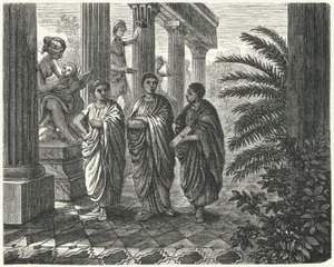 The Roman Emperor Augustus, Gaius Maecenas and Virgil by Heinrich Leutemann
