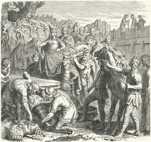 The burial of Alaric I, King of the Visigoths, in the bed of the River Busento, 410 by Heinrich Leutemann