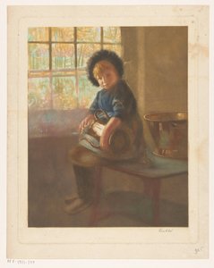 Girl Polishing a Copper Jug