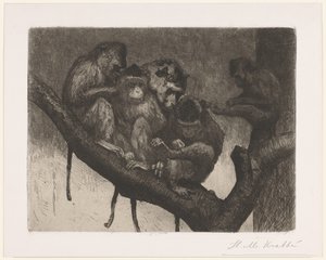Five Monkeys in a Tree by Heinrich M. Krabbé (signed by artist)