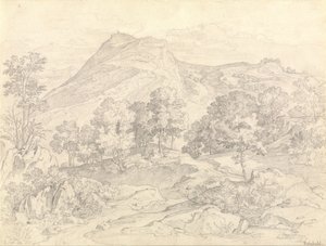 A View of Civitella from the Serpentara Next to Olevano by Heinrich Reinhold