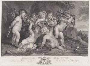 Seven Putti Carrying a Garland of Fruit by Heinrich Schmitz