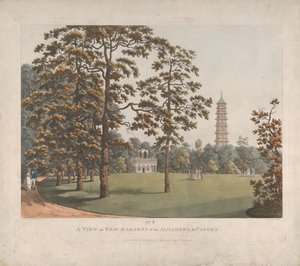 A View in Kew Gardens of the Alhambra and the Pagoda
