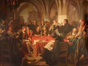 Religious Discussion in Marburg Castle 1869 by Heinrich Stürzl