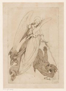 Angel Lifts a Female Saint and Defeats a Demon by Heinrich Vianden