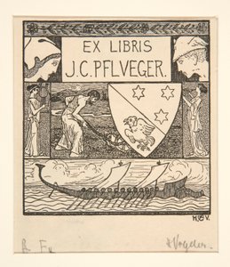Bookplate: J.C. Pflueger by Heinrich Vogeler