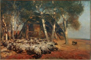 Herd of Sheep at the Koben by Heinrich von Zügel