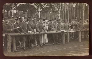 First World War: Ukraine in the years 1914-1916 during the invasion of the German army. Group of soldiers