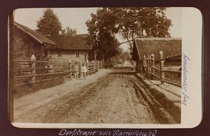 First World War: Ukraine in the years 1914-1916 during the invasion of the German army. Country Road (b/w photo)