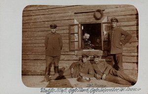 First World War: the Ukraine in the years 1914-1916 during the invasion of the German army. Group of soldiers