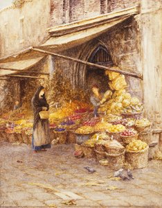 A Fruit Stall at the Base of the Campanile, San Giovanni Elemosinario, Near the Rialto, Venice