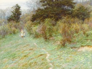 Primroses on a Surrey Heath by Helen Allingham