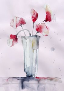 Delicate Pink Watercolor Blooms by Helena Ryhle