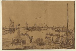 Evening Landscape with Fishermen
