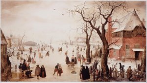Winter Landscape with Skaters near a Village