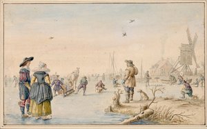 Winter Landscape with Skaters by Hendrick Avercamp