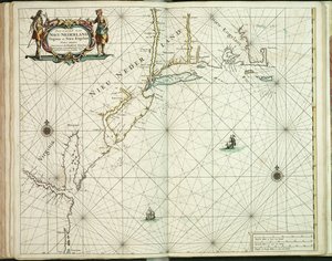 Chart of New Holland, Virginia and New England by Hendrick Doncker