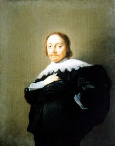 A Portrait of a Gentleman in a Black Suit and Lace Collar