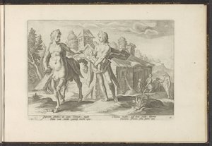 Apollo Entrusts Asclepius to Chiron by Hendrick Goltzius (workshop of)