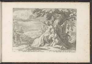 Clymene Points Phaethon to His Father, the Sun God by Hendrick Goltzius (workshop of)