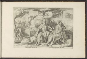 Jupiter and Juno Discussing Which Sex Enjoys Love More by Hendrick Goltzius (workshop of)