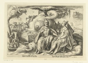 Jupiter and Juno Discussing Which Sex Enjoys Love More by Hendrick Goltzius (workshop of)