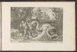Companions of Cadmus Devoured by a Dragon by Hendrick Goltzius (workshop of)