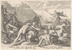 Neptune Orders the River Gods to Cause a Flood by Hendrick Goltzius (workshop of)