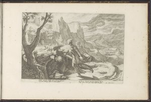 Thisbe Flees from a Lion by Hendrick Goltzius (workshop of)