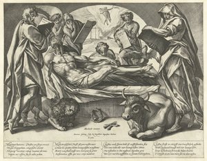 The Dead Christ and the Four Evangelists by Hendrick Goltzius