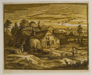 Landscape with a Farm House, from the series "The Four Small Landscapes" by Hendrick Goltzius