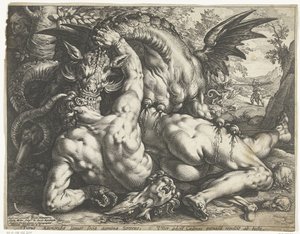 Companions of Cadmus Devoured by a Dragon by Hendrick Goltzius