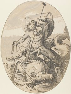 Oceanus, plate two from Demogorgon and the Deities by Hendrick Goltzius