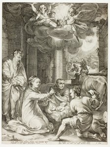 The Adoration of the Shepherds, plate three from The Birth and Early Life of Christ by Hendrick Goltzius