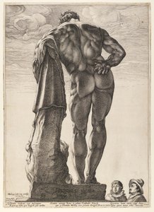The Farnese Hercules, from Three Famous Antique Statues at Rome by Hendrick Goltzius