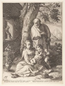 The Holy Family with the Infant John the Baptist, from The Birth and Early Life of Christ by Hendrick Goltzius