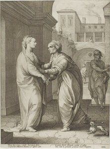 The Visitation, Plate Two from The Birth and Early Life of Christ by Hendrick Goltzius