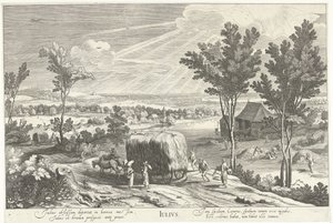 July, with Farmers in a Landscape Julius (title on object) The Twelve Months (series title) by Hendrick Hondius (I)