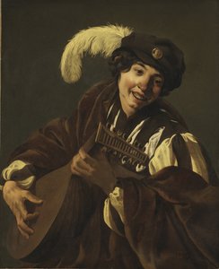 A Boy Playing the Lute (Hearing. From the Series 