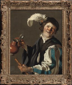 A Boy Holding a Flute and Jug