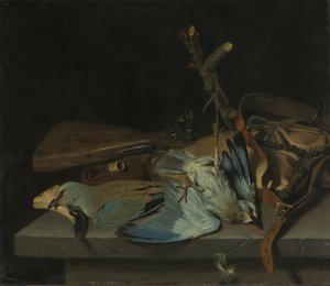 Still Life with Hunting Implements and Birds by Hendrick ten Oever