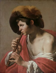 Knave Playing a Recorder by Hendrick ter Brugghen