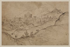 Landscape with View of a Town by Hendrick van Cleve