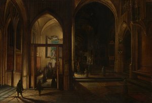 Interior of a Gothic Church at Night by Hendrick van Steenwijk the Younger